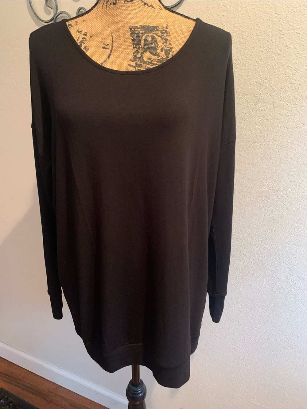 Workshop Republic Clothing Black Long Sleeve Scoop Neck Top